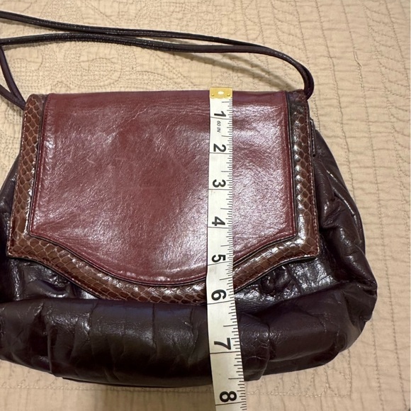 Vintage Ottorino Bossi iItalian Leather Crossbody Purse Small Handbag Purple Bag - Picture 13 of 14